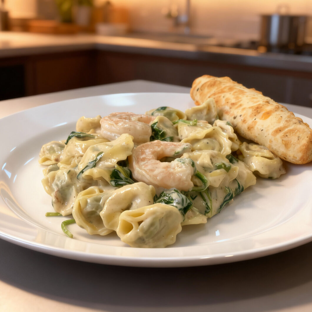 Shrimp and Spinach Tortellini Alfredo
