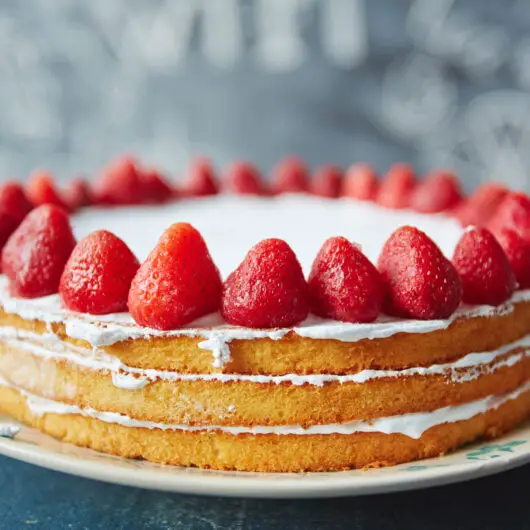 Yellow Cake with Buttercream and Strawberries