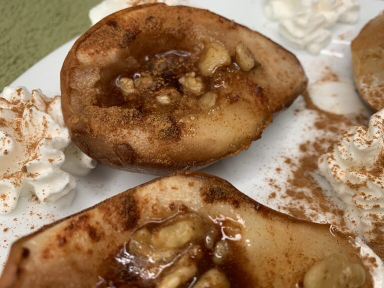 Baked Walnut Cinnamon and Honey Pears