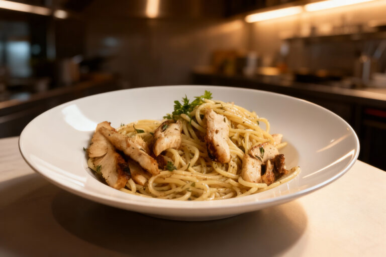 Lemon Garlic Butter Spaghetti with Seared Chicken