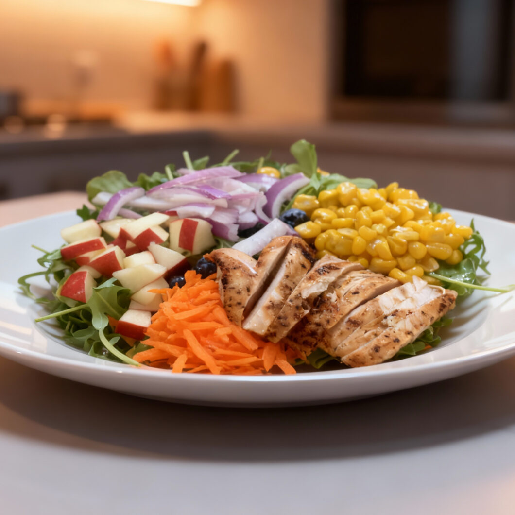 Rainbow Arugula Salad with Chicken
