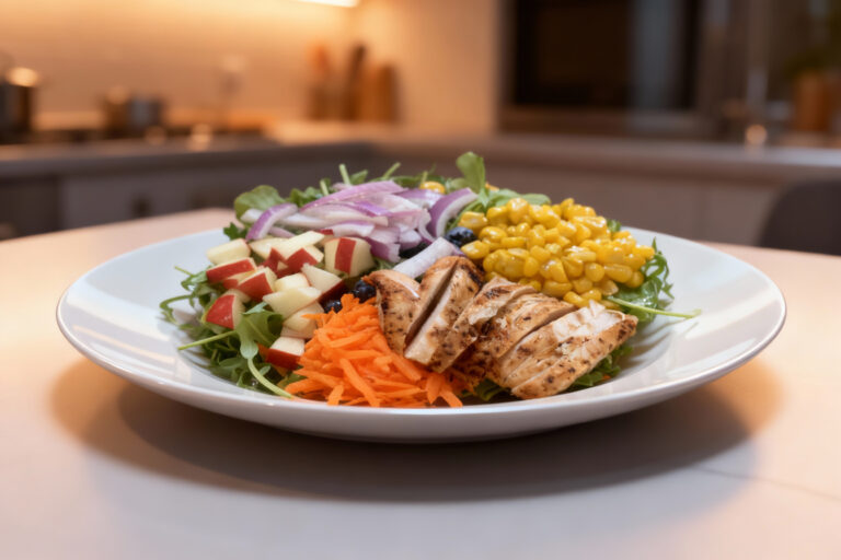 Rainbow Arugula Salad with Chicken