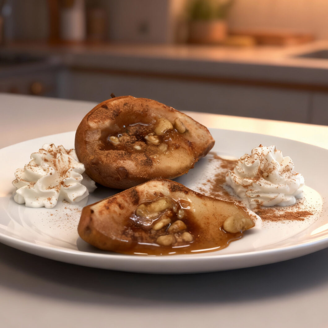 Baked Walnut Cinnamon and Honey Pears