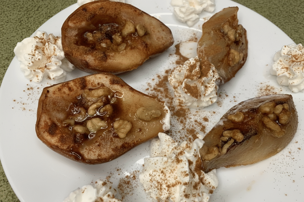 Baked Walnut Cinnamon and Honey Pears