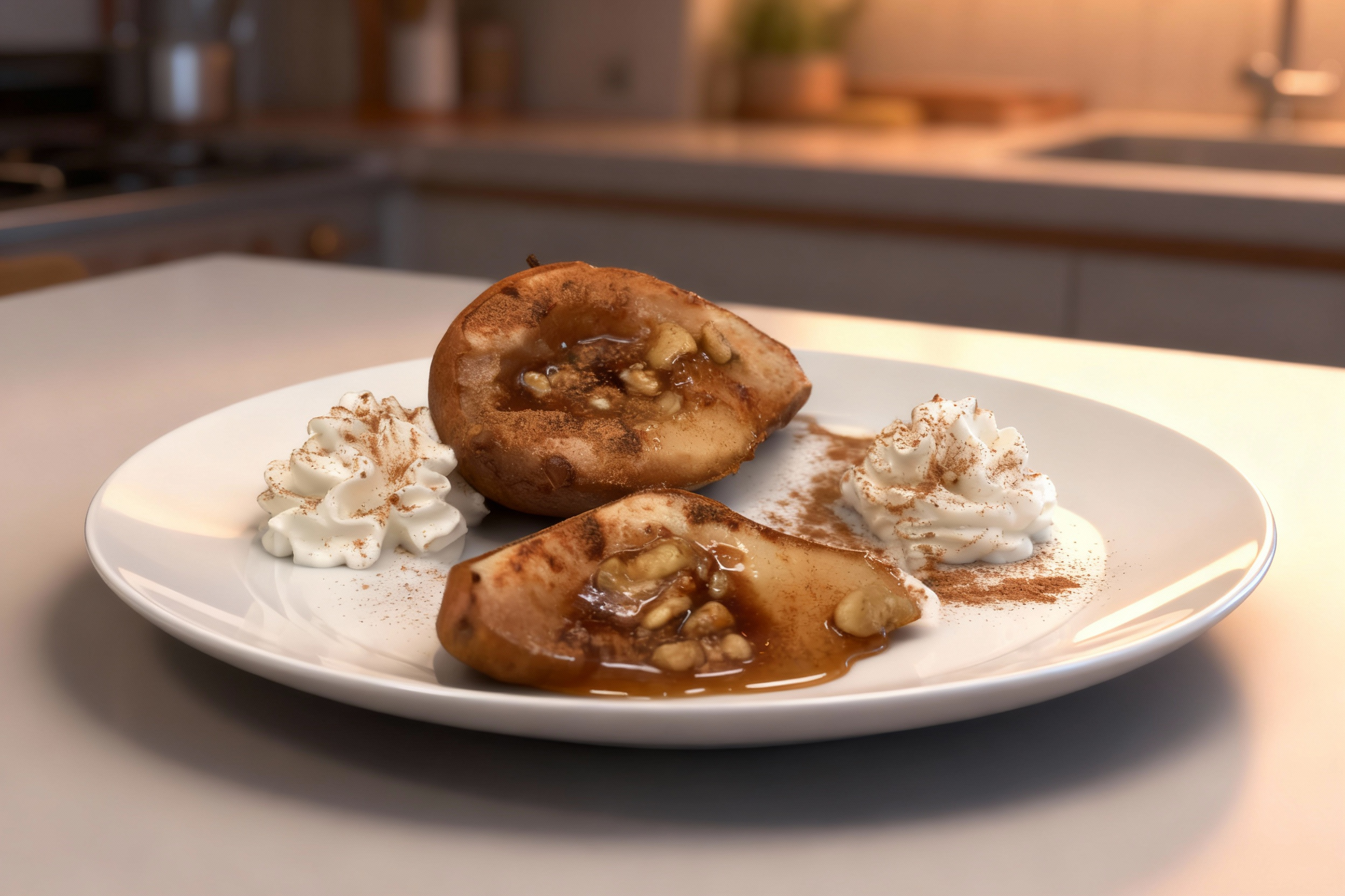 Baked Walnut Cinnamon and Honey Pears