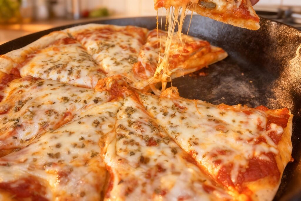 Cast-Iron Skillet Cheese Pizza