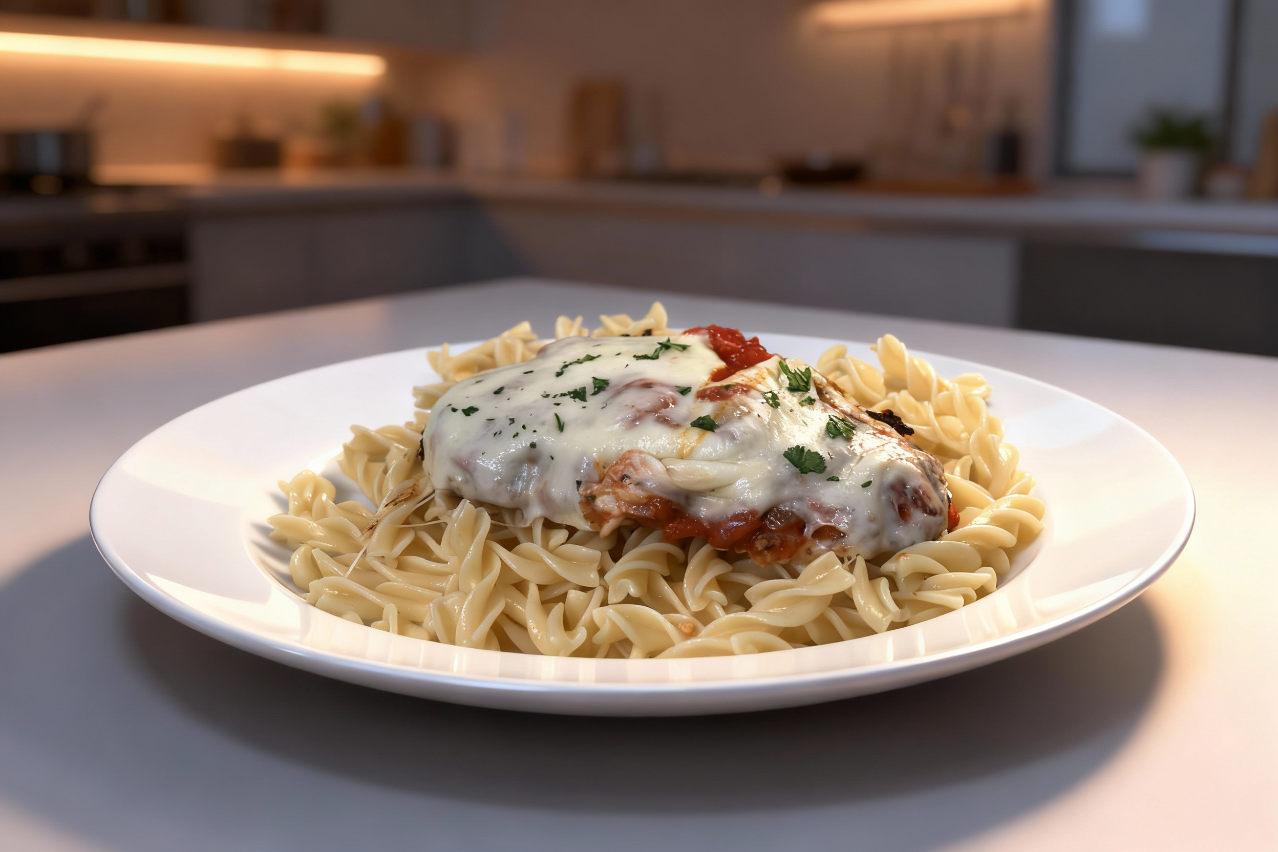 Easy Oven Baked Chicken Parmesan with Fusilli Pasta