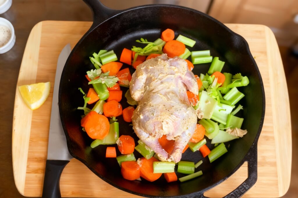 One Pan Roasted Cornish Hen with Veggies