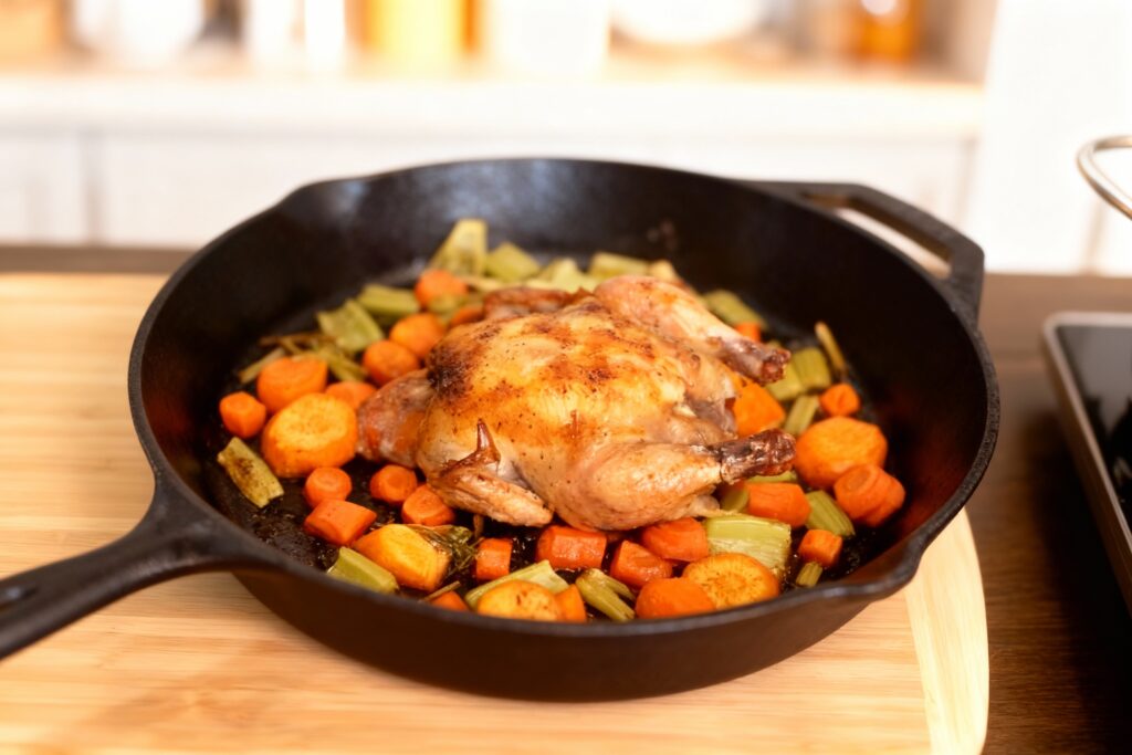 One Pan Roasted Cornish Hen with Veggies
