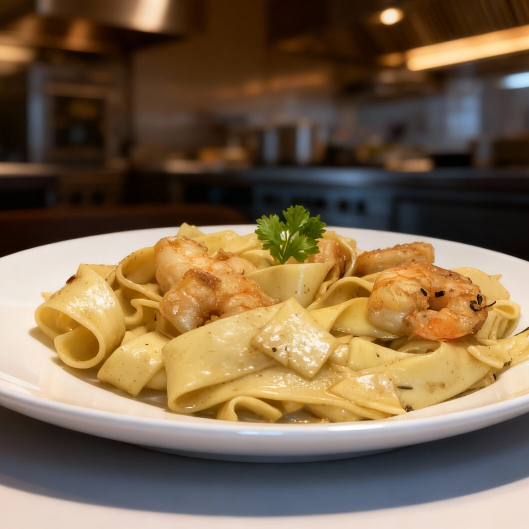Buttery Shrimp Pappardelle Pasta