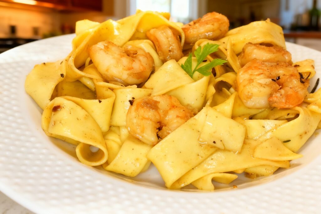 Buttery Shrimp Pappardelle Pasta