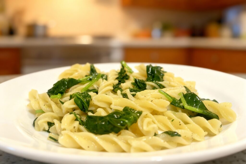 Easy Garlic Spinach Pasta