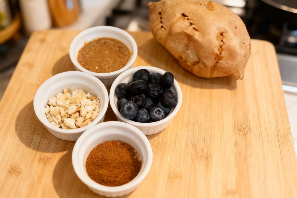 Nut Butter and Berry Breakfast Sweet Potato