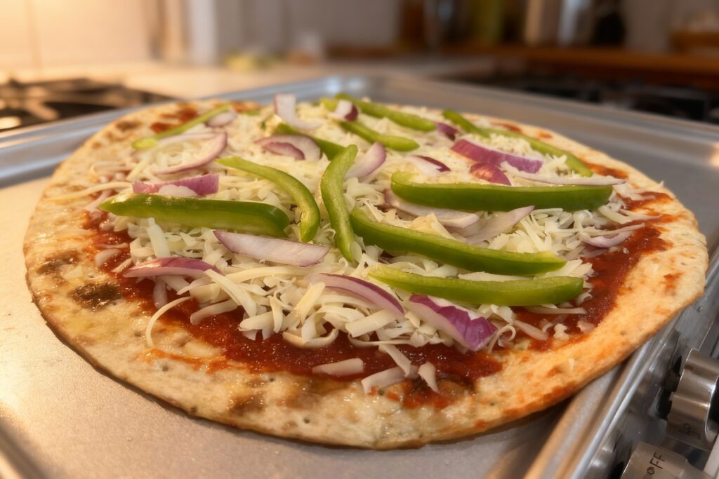 Loaded Green Pepper and Onion Pizza