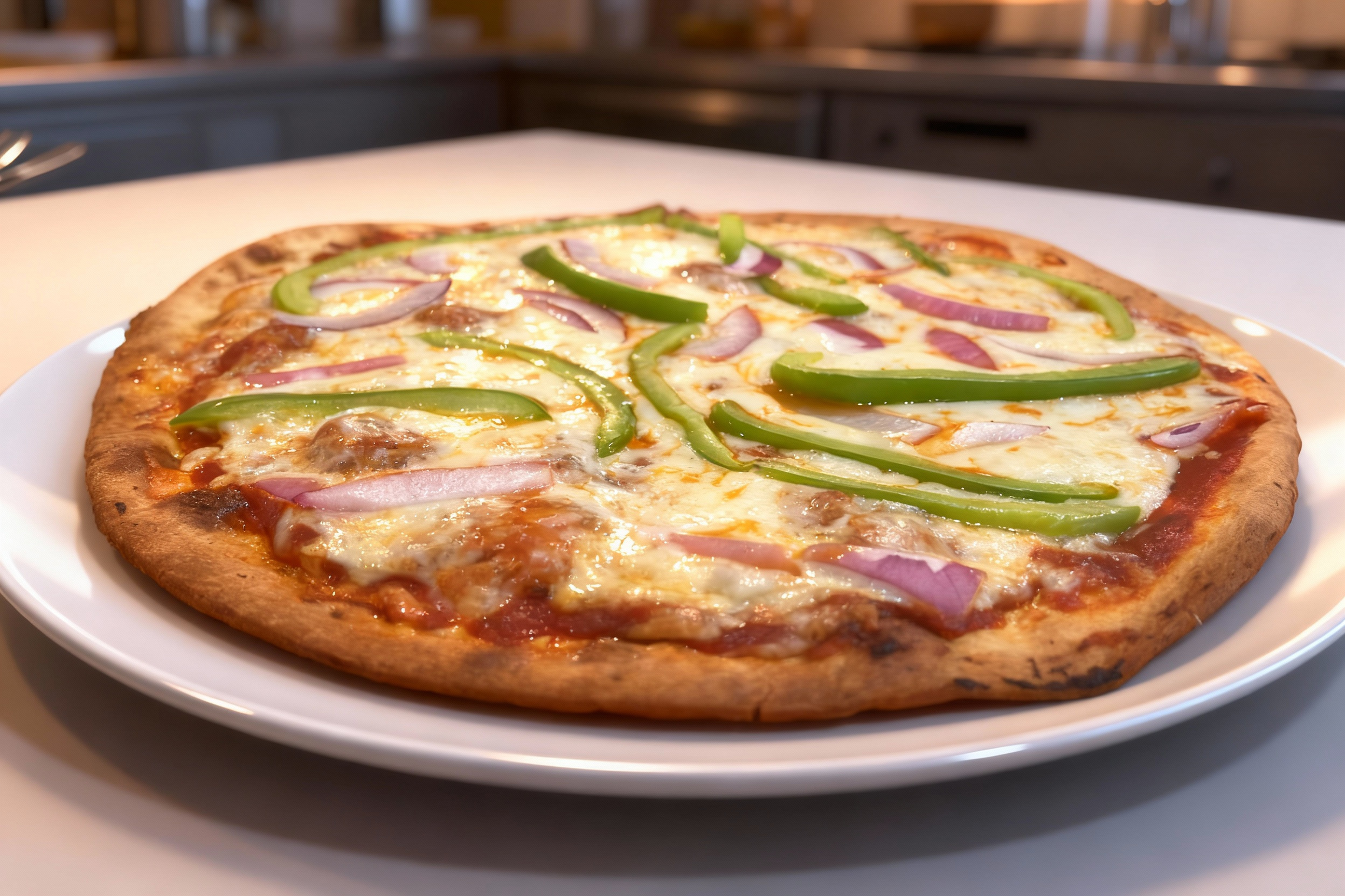Loaded Green Pepper and Onion Pizza