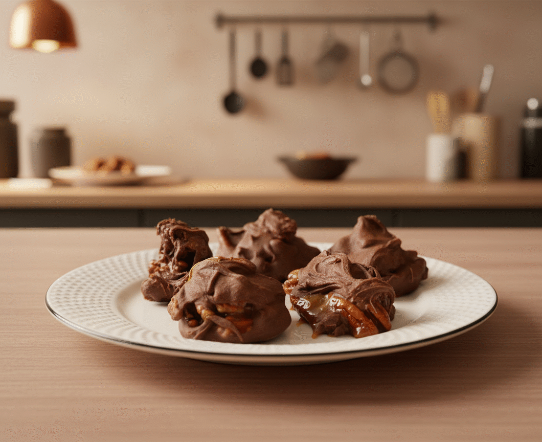 Chocolate Caramel Pecan Clusters