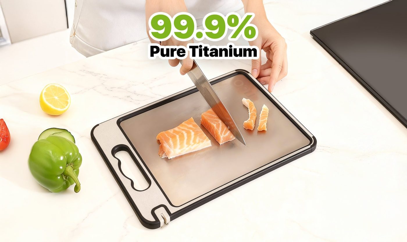 TIBO board in use, labeled 99.9 percent pure titanium